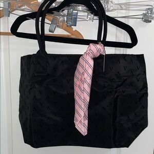 Victoria's Secret Black Zippered Tote & Pink Scarf NWT